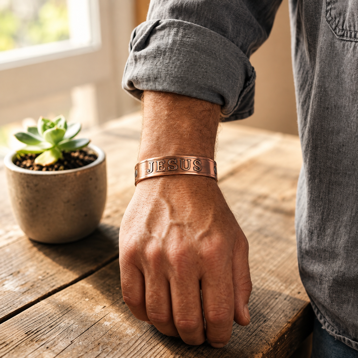 Faith Pure Copper Bracelet With Magnetic Therapy