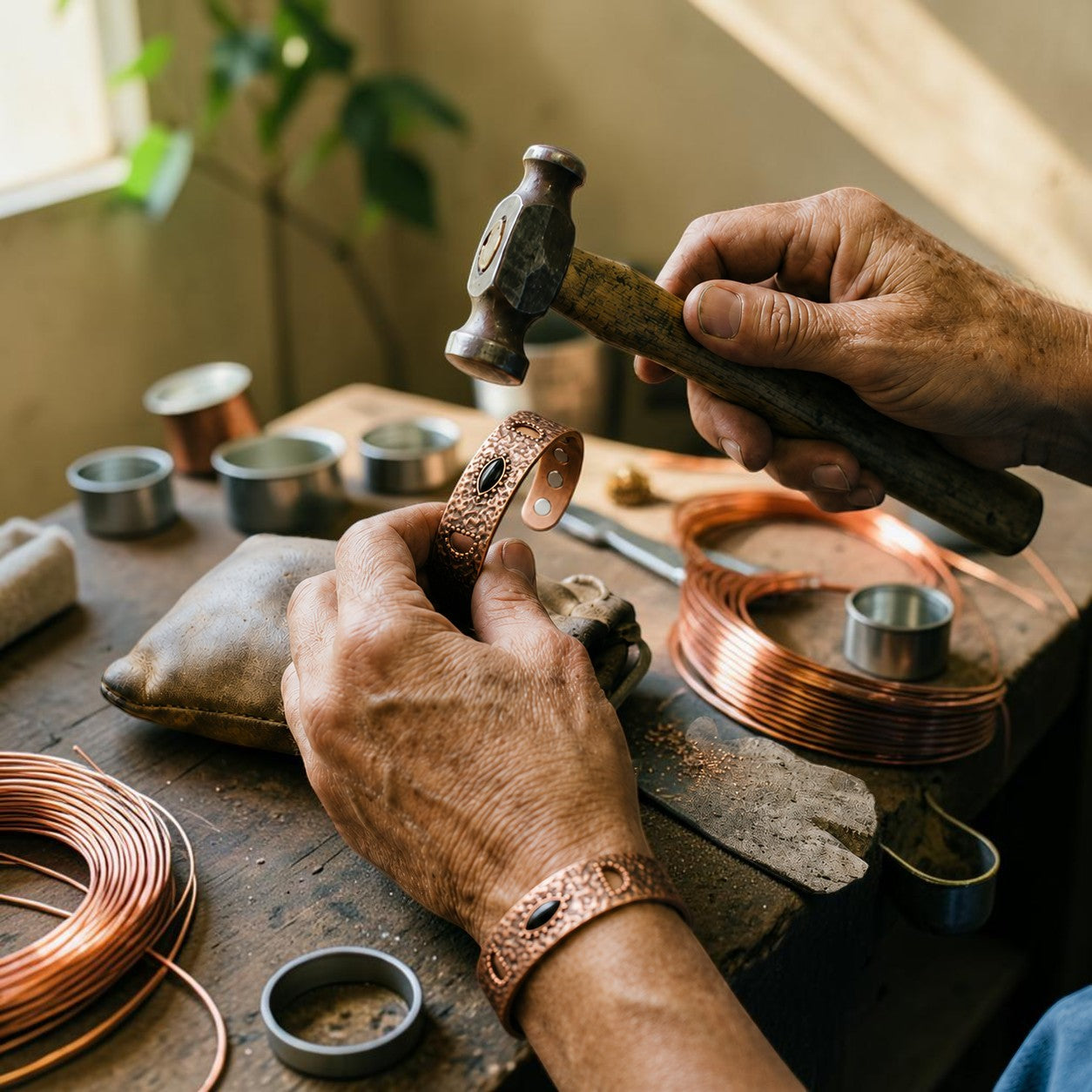 Flint Pure Copper Bracelet With Magnetic Therapy