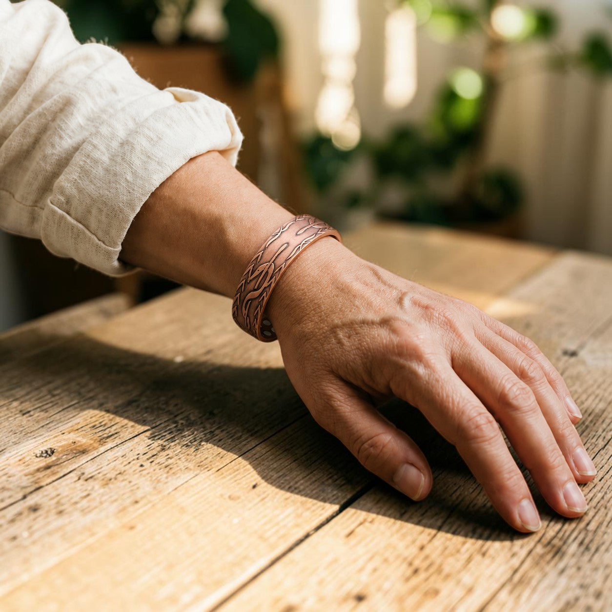 Frond Pure Copper Bracelet With Magnetic Therapy
