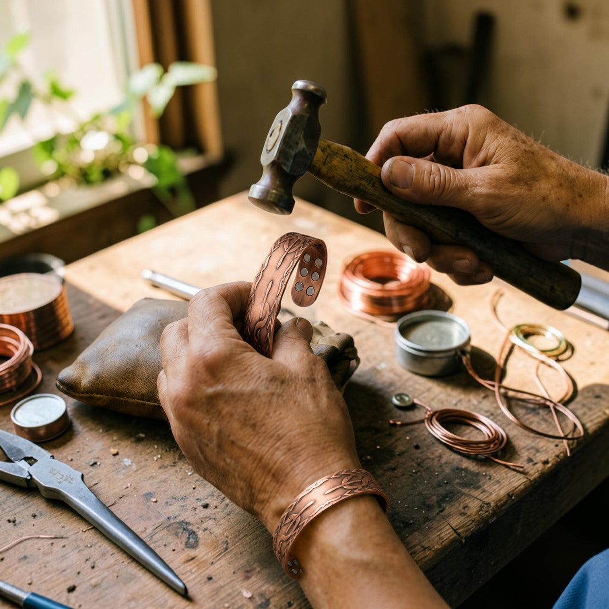 Frond Pure Copper Bracelet With Magnetic Therapy