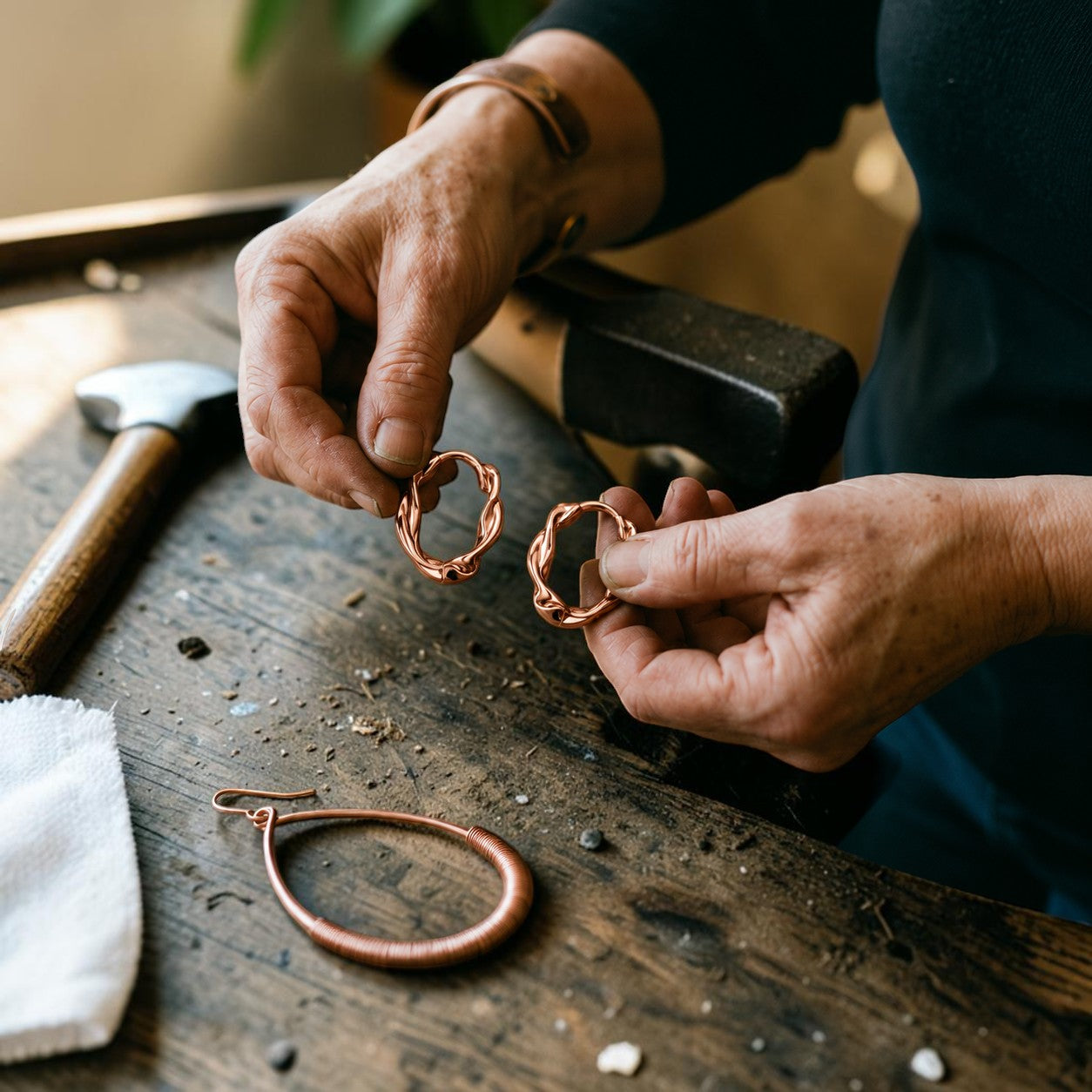 Swirl Copper Earrings