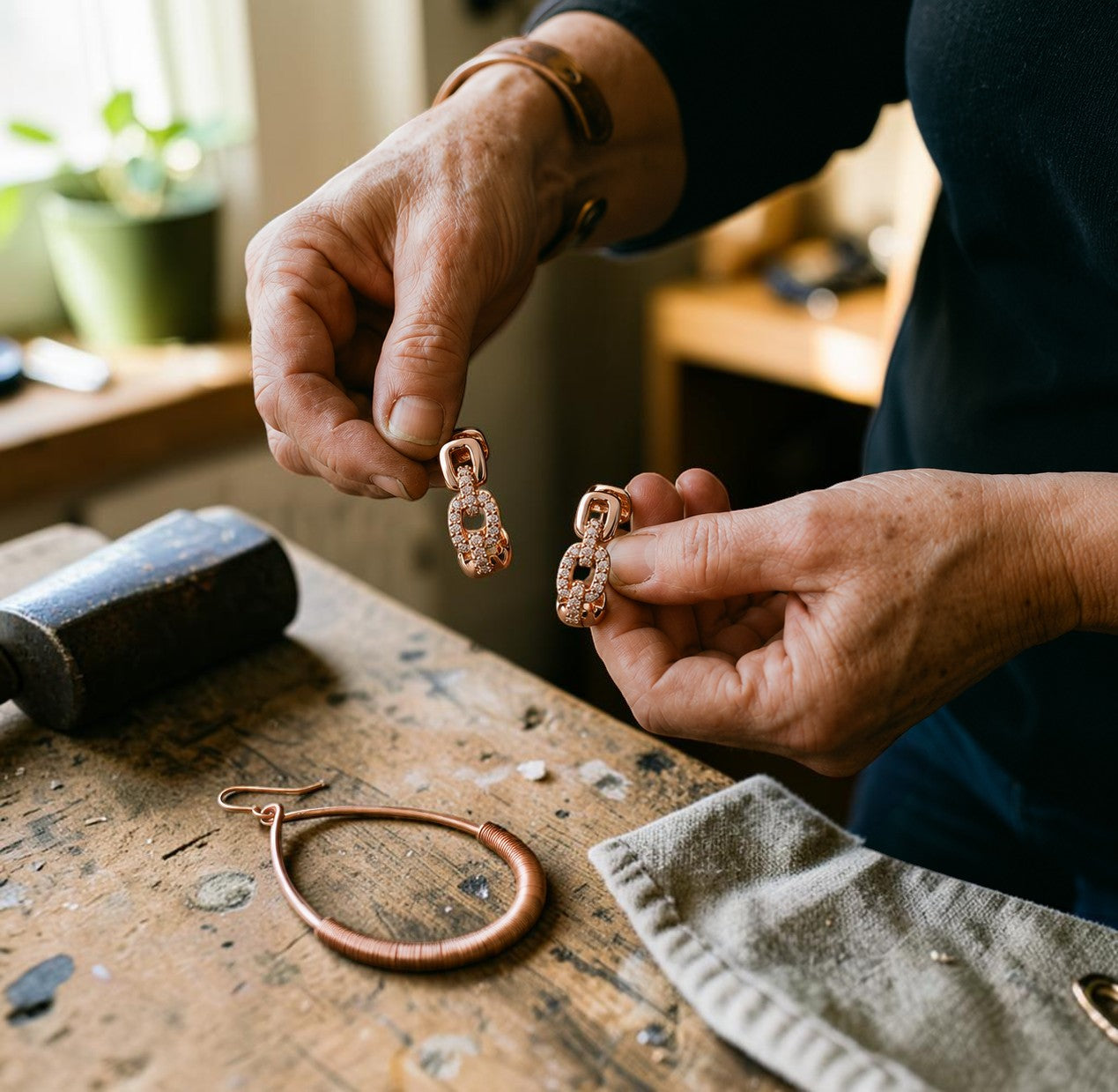 Link Copper Earrings