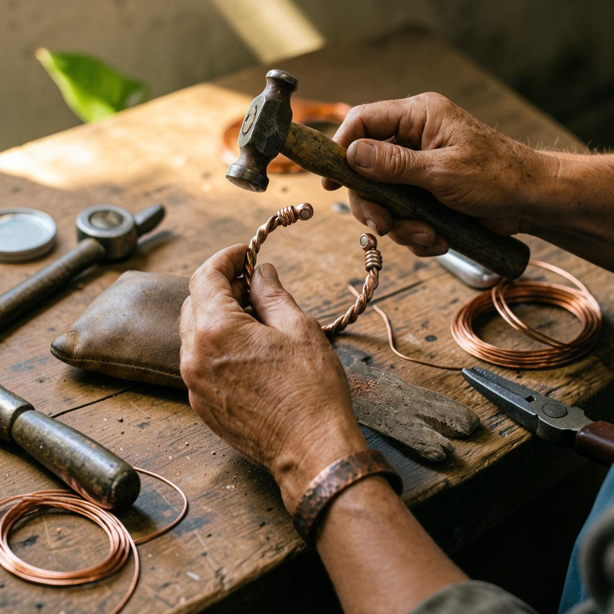 Twine Pure Copper Bracelet With Magnetic Therapy