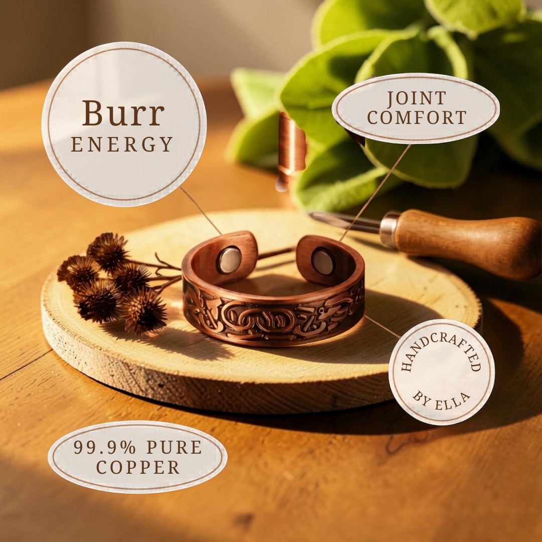 Burr Ring Pure Copper With Magnetic Therapy