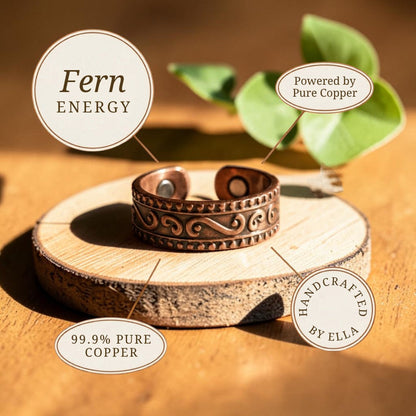 Fern Ring Pure Copper With Magnetic Therapy