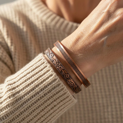 Forge Pure Copper Bracelet Set With Magnetic Therapy