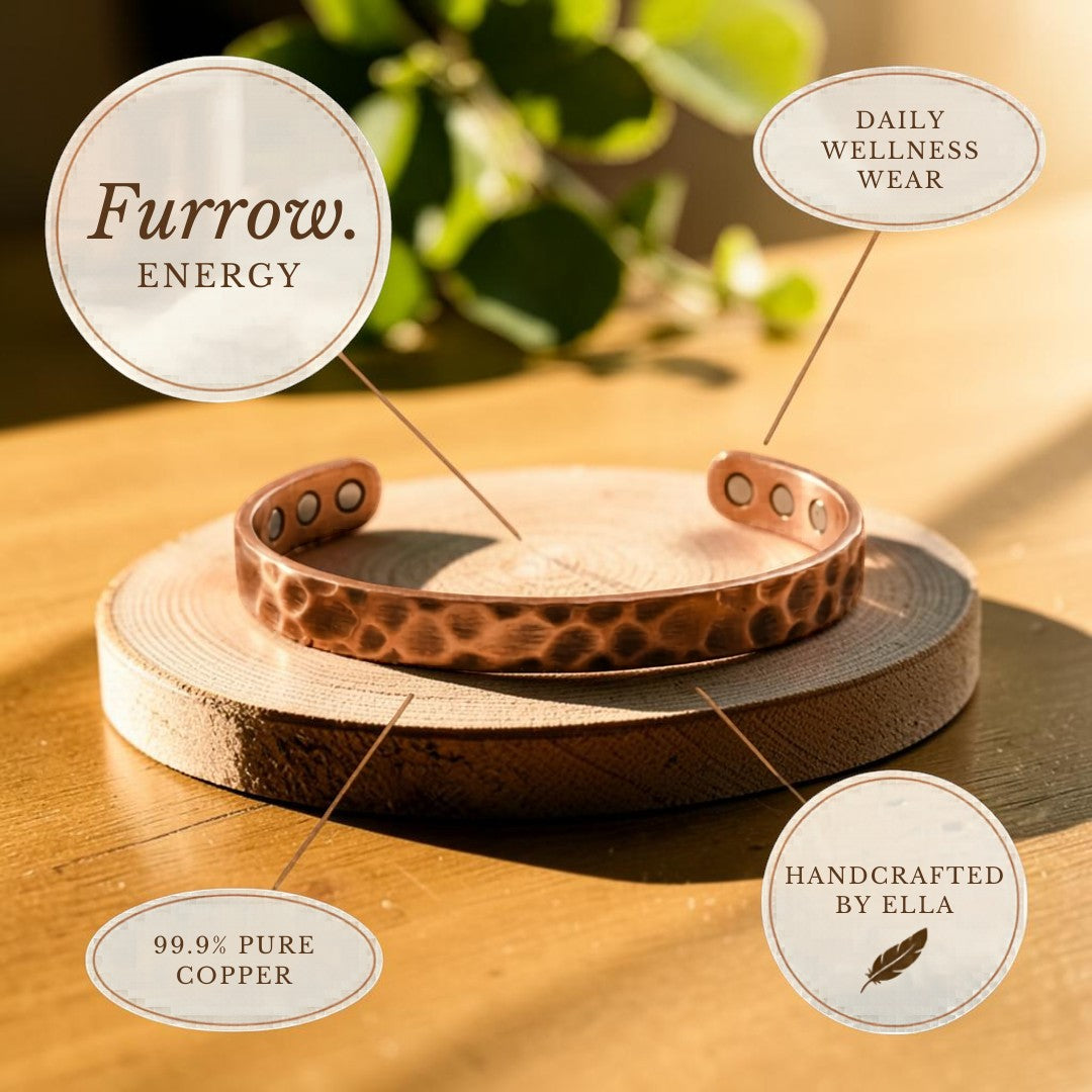 Furrow Pure Copper Bracelet With Magnetic Therapy