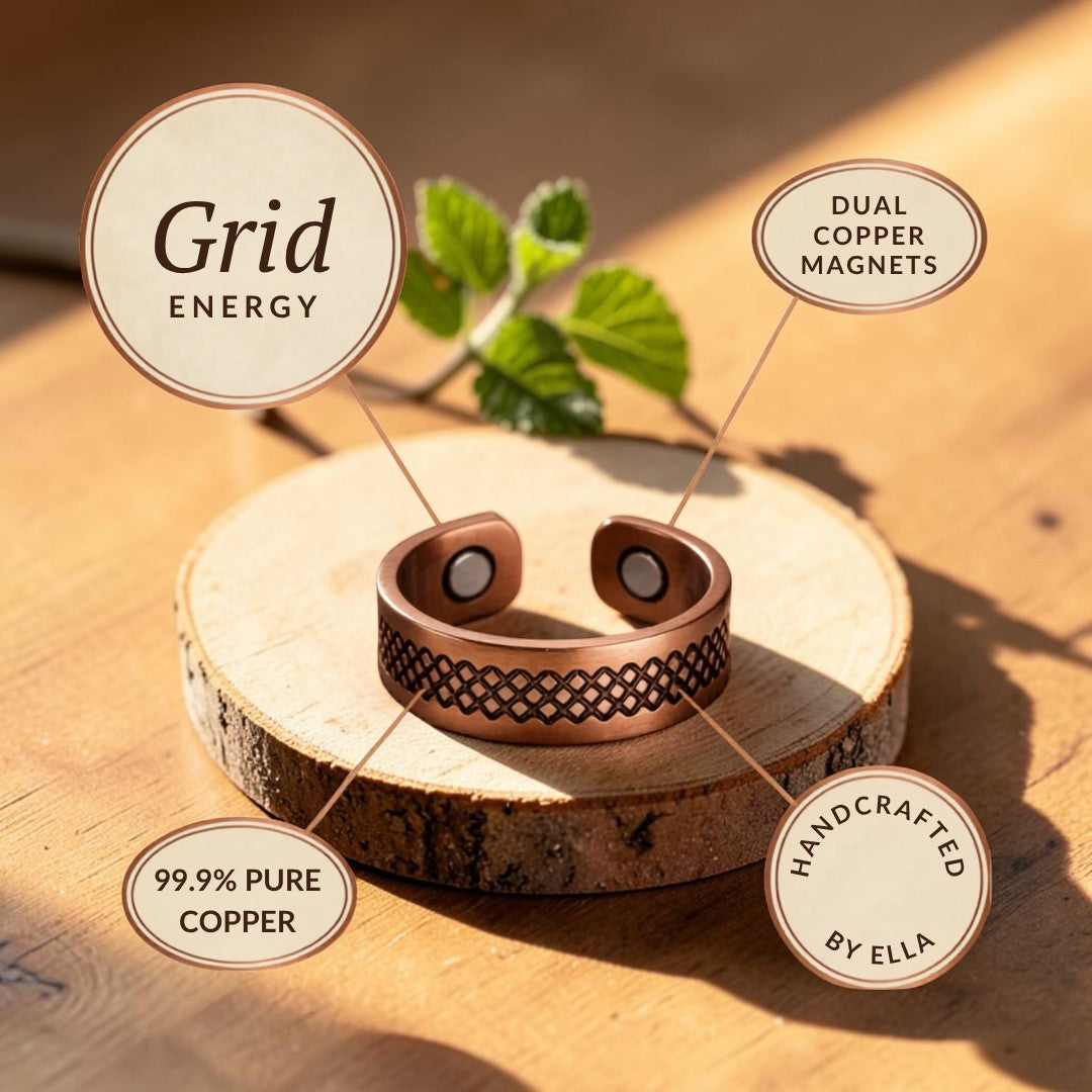 Grid Ring Pure Copper With Magnetic Therapy