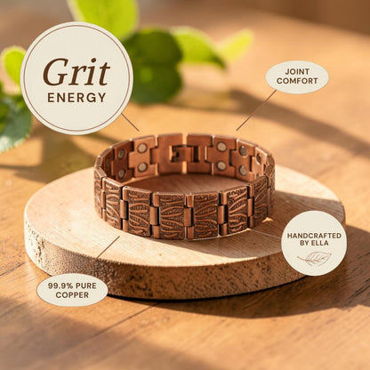 Grit Men's Pure Copper Bracelet With Magnetic Therapy
