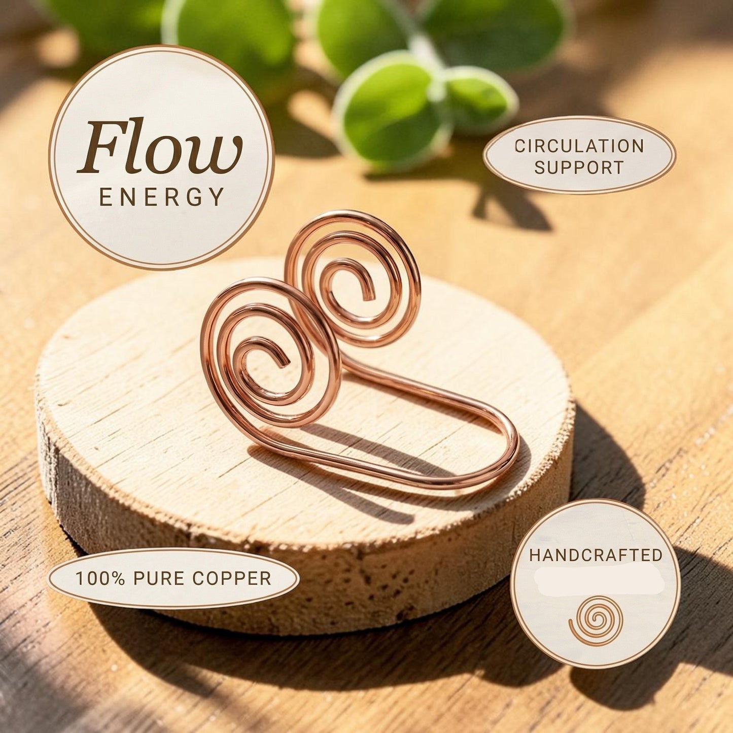 Flow Hand Spiral Pure Copper Bracelet