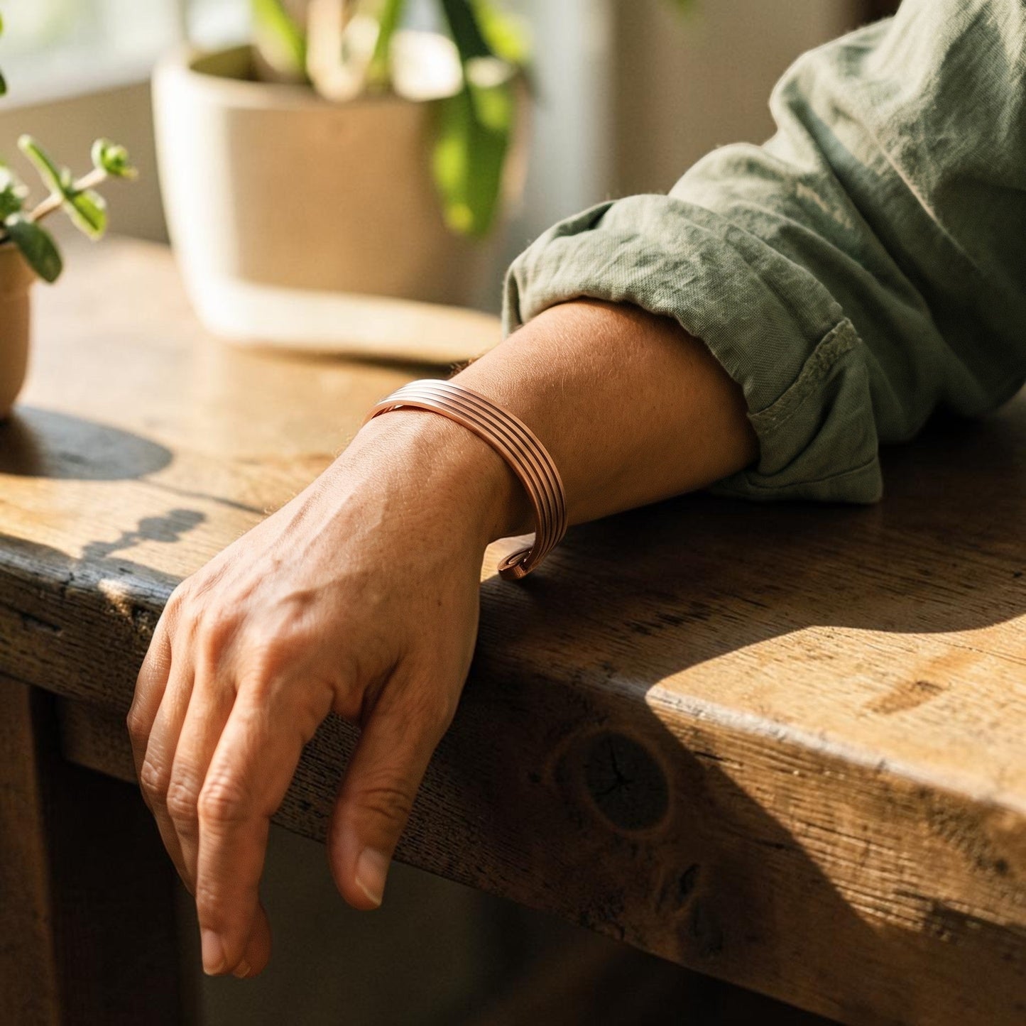 Ridge Pure Copper Bracelet With Magnetic Therapy