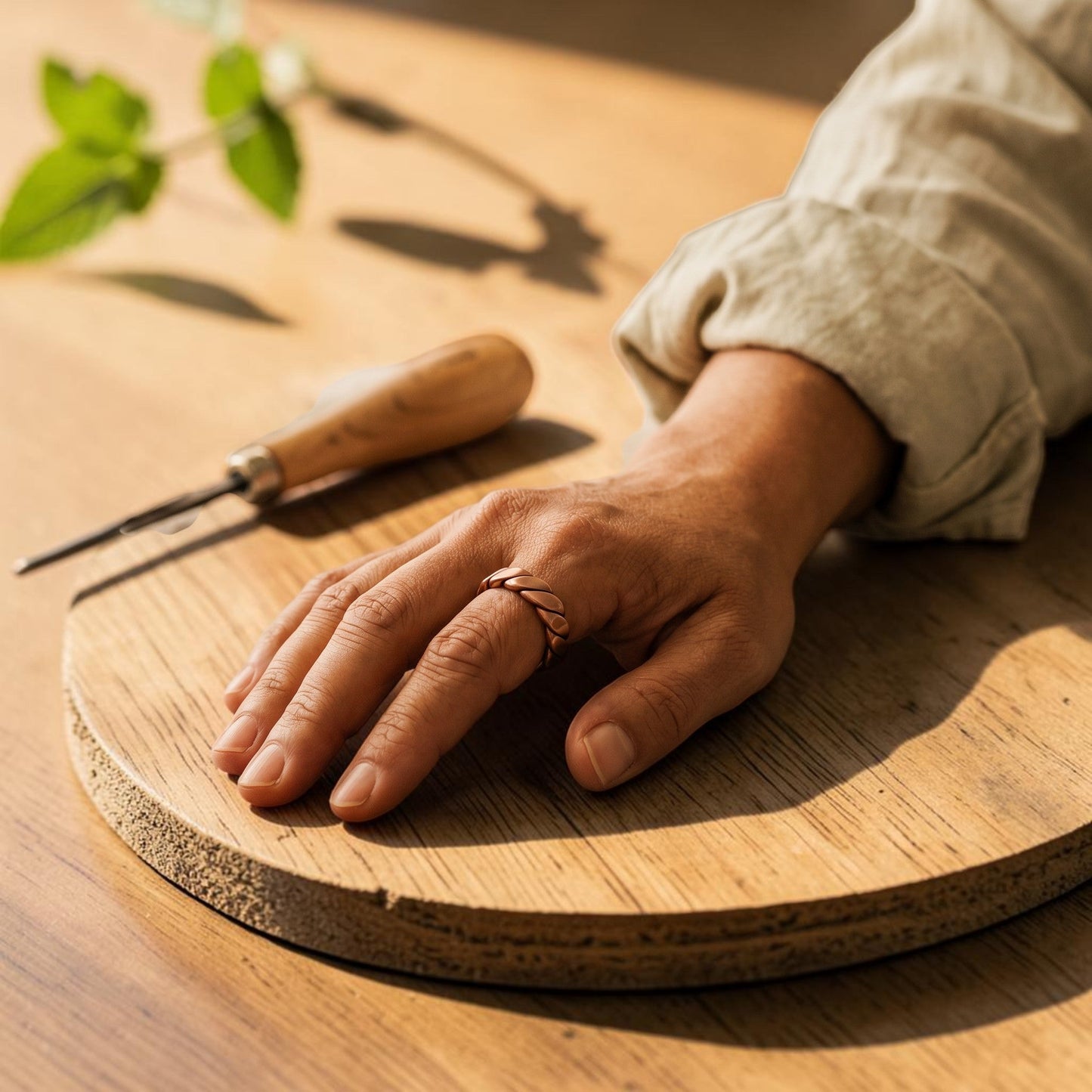 Knap Ring Pure Copper With Magnetic Therapy