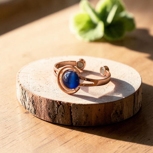 Sphere Blue Pure Copper Bracelet With Magnetic Therapy