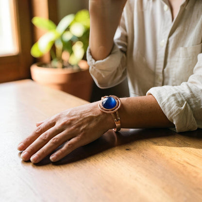 Sphere Blue Pure Copper Bracelet With Magnetic Therapy