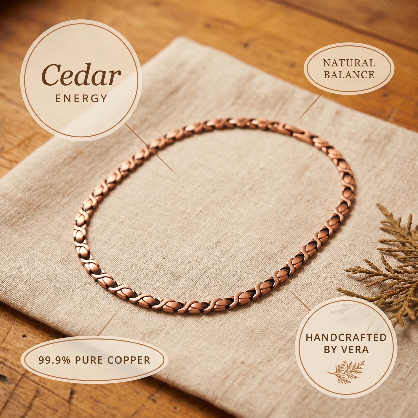 Cedar Necklace Pure Copper