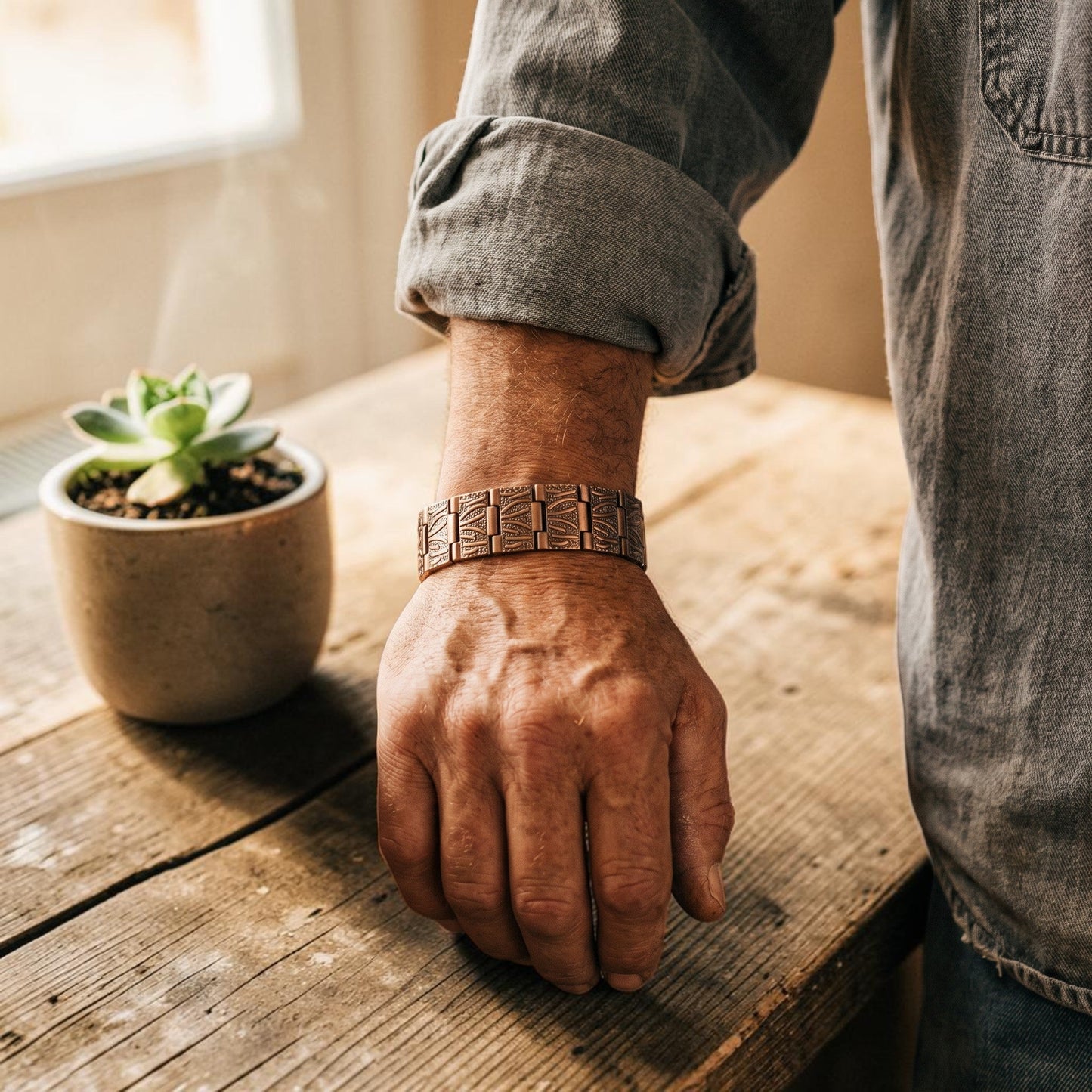 Grit Men's Pure Copper Bracelet With Magnetic Therapy