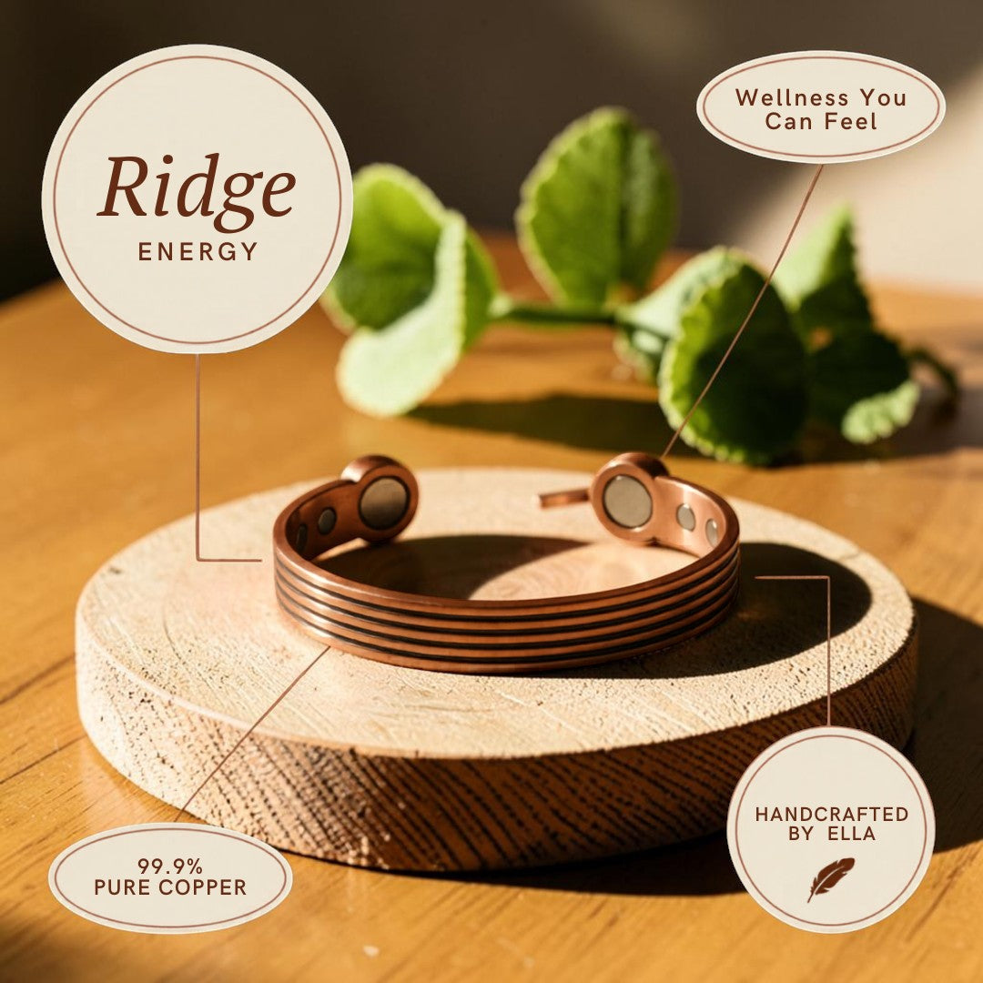 Ridge Pure Copper Bracelet With Magnetic Therapy