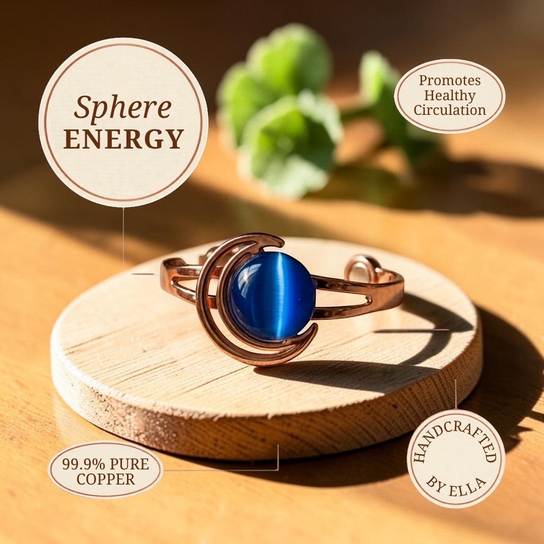 Sphere Blue Pure Copper Bracelet With Magnetic Therapy